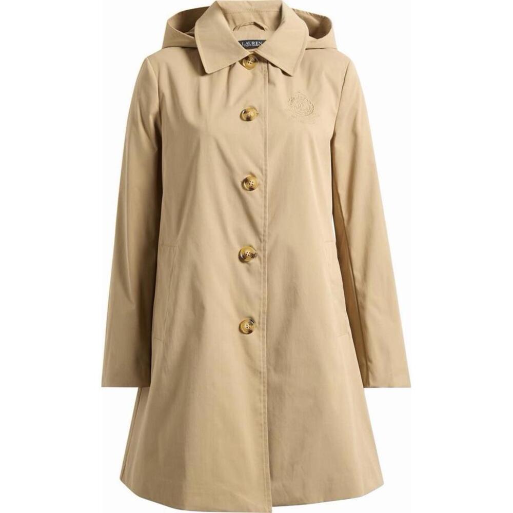 New Lauren Ralph Lauren Crested Hooded Coat In Birch Tan Size L $220 - Picture 5 of 12